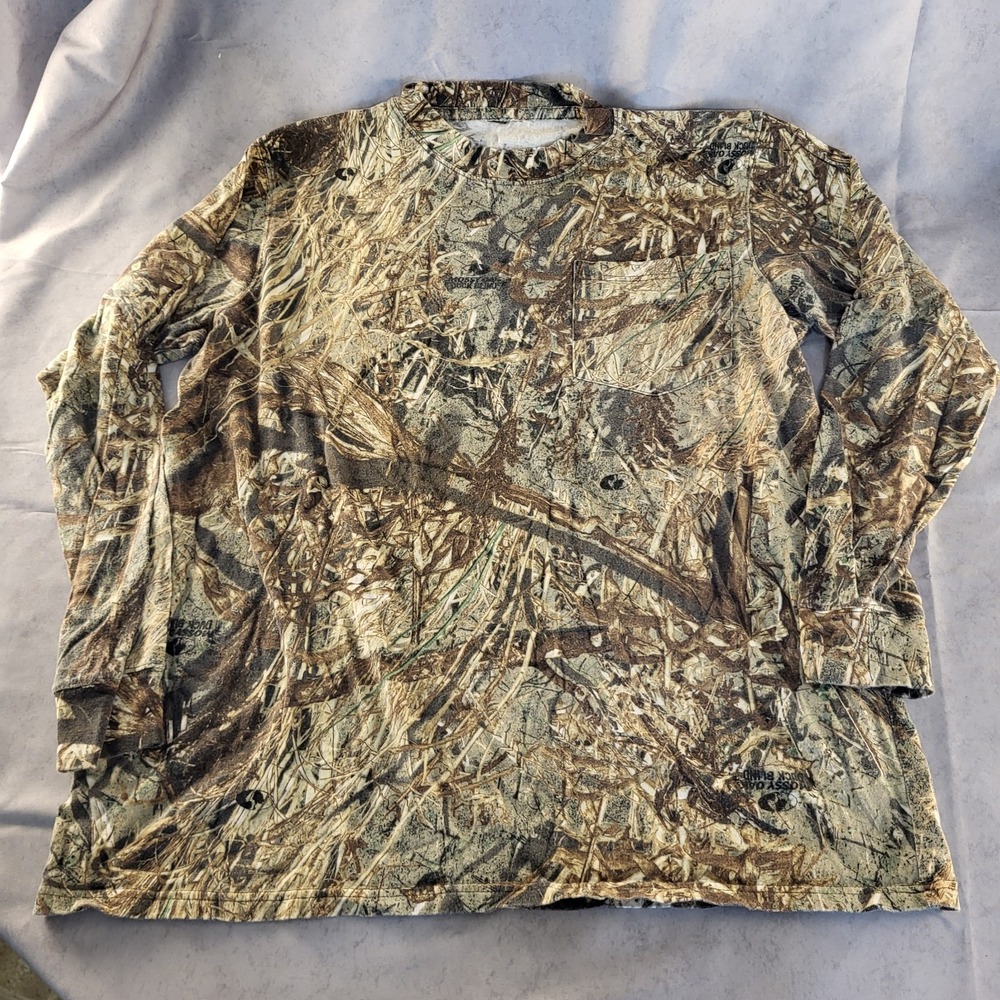 Mossy Oak Duck Blind Camo Shirt Men's Size XL Pullover Long Sleeve Cotton